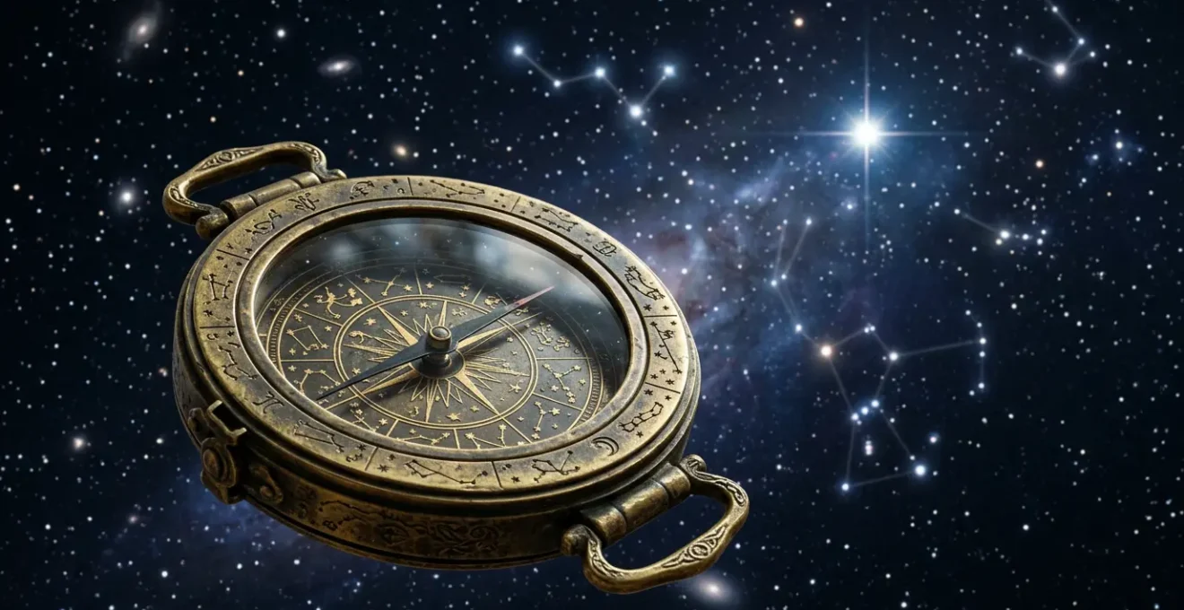 Boussole astrologique céleste révélant l'ascendant comme guide personnel