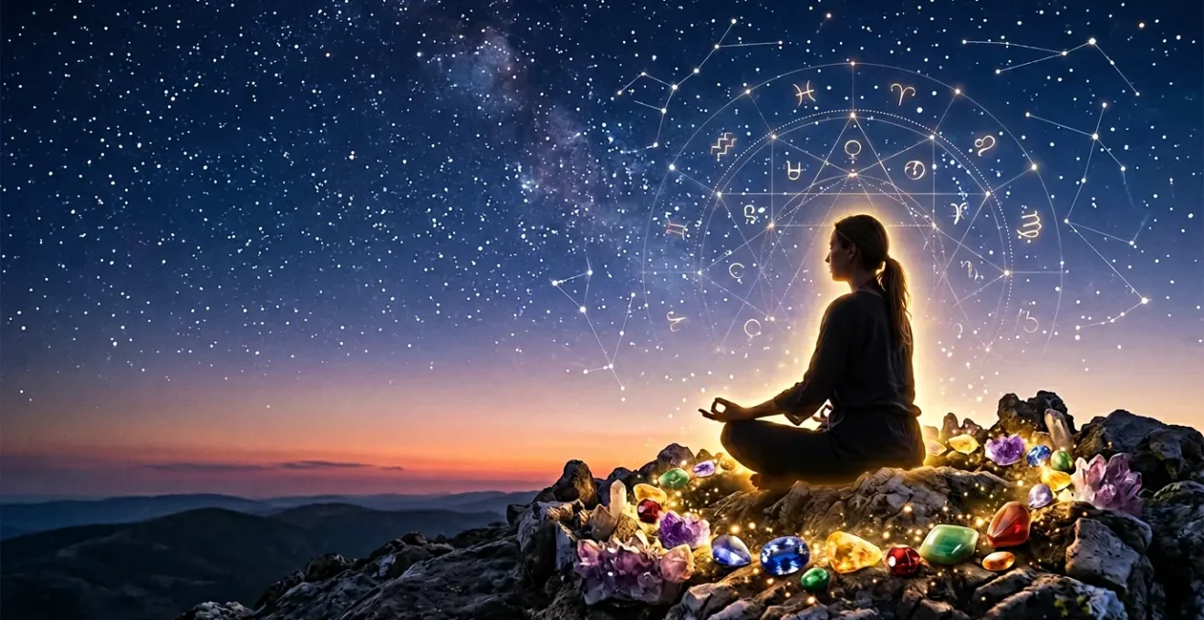 Personne en méditation sous un ciel étoilé symbolisant la transformation intérieure par l'astrologie humaniste