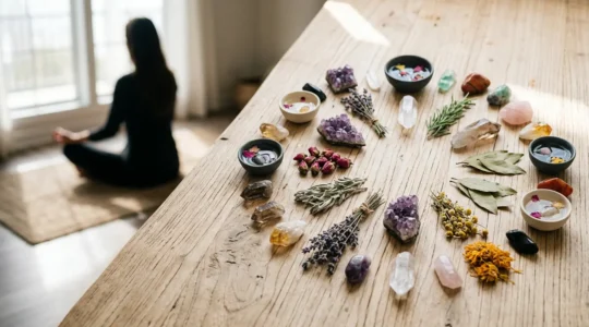 Représentation symbolique de l'influence astrologique sur la santé avec roue zodiacale et éléments corporels harmonieusement intégrés