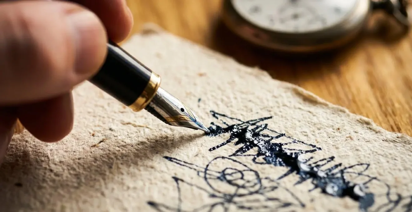 Main écrivant des notes sur un carnet avec chronomètre flou en arrière-plan